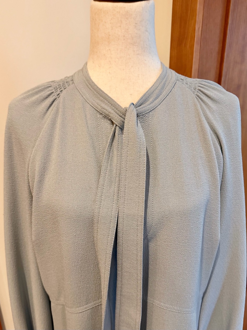 See By Chloé Dove Gray Tie-Neck Shift Dress - Picture 3 of 14